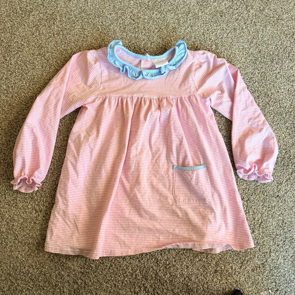 Stitchy Fish Shirt Pink Stripe Blue Pocket Girls Size 10